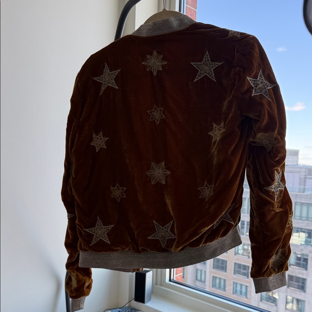 BAND OF GYPSIES L'astre Jacket In Gold Star Velvet In Multi - Picture 2 of 2